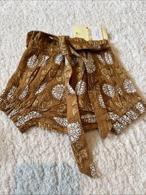 Yo Baby High-Waist Floral Tie-Waist Women’s Shorts - Brown Floral